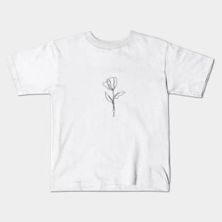 Wildflower Line Art | Floral Botanical Minimalist Lineart Kids T-Shirt